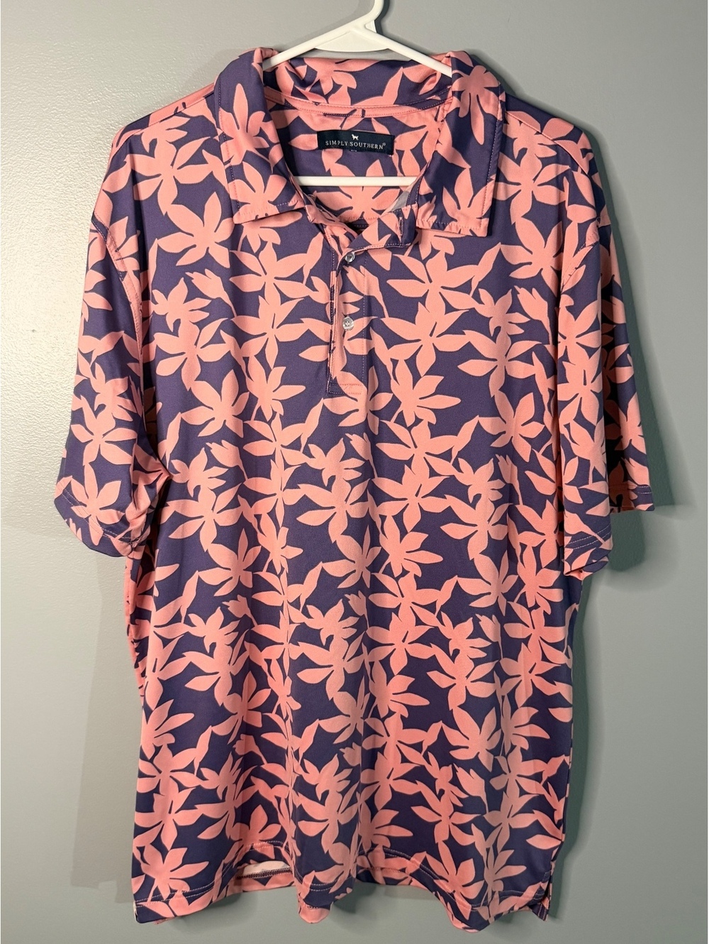 Simply Southern Men's Floral Print Polo Shirt XL
